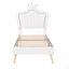 Structure de lit simple tapissier avec lumières DEL, lit princesse rembourré moderne avec tête de lit couronne