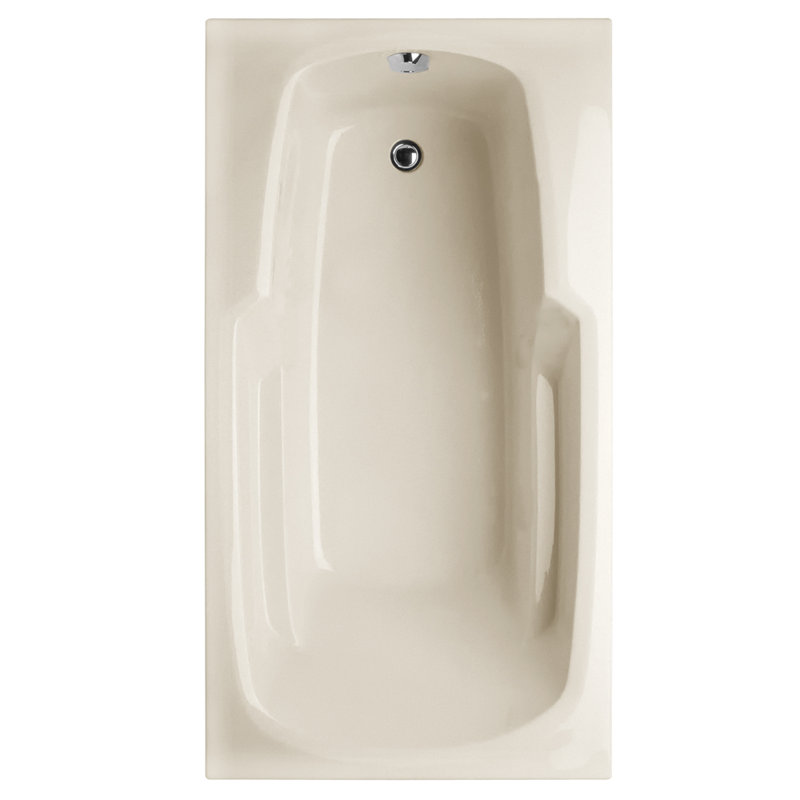 Solo 54'' L Soaking Bathtub, Biscuit, Satin Chrome