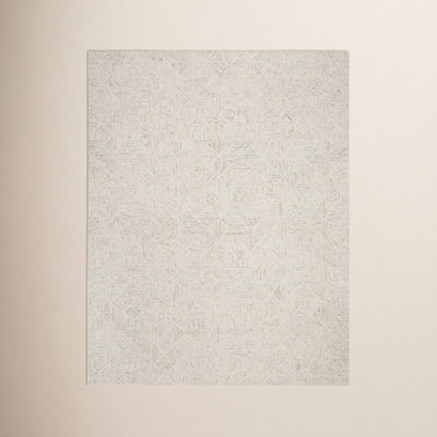 Linsly Ivory Light Blue Hand-Tufted Wool Rug