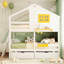 Twin Over Bunk Bed In Gray. Includes 2 Drawers, Storage Box, Shelf & Window. Solid Wood. For Older Than 6 Comes With Wood For Stability. Years And Above-1132914435