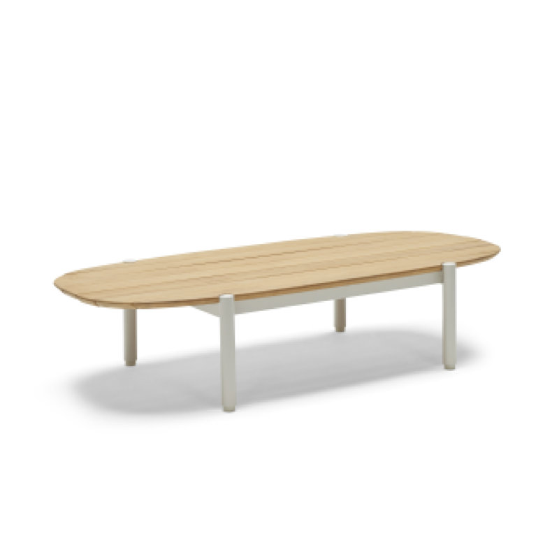 Oval Teak Outdoor Coffee Table, Putty