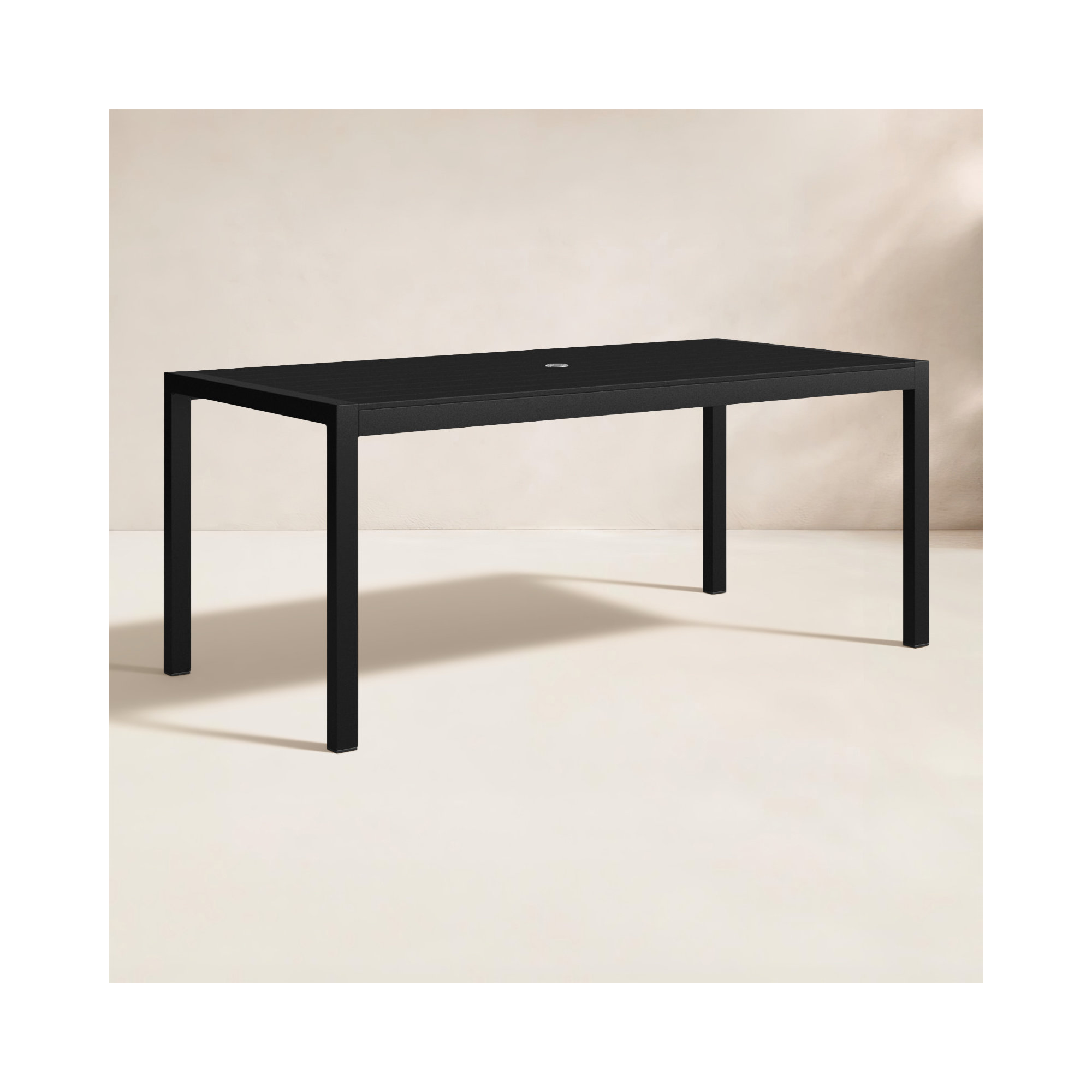Aynura 71'' Plastic / Acrylic Outdoor Dining Table, Black, Black