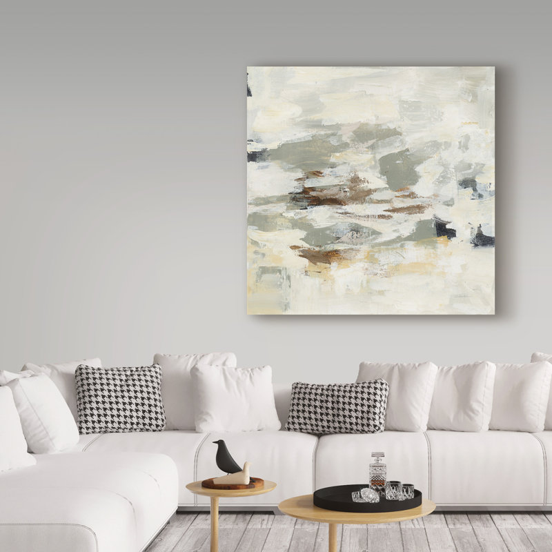 « steps on pierres ii », reproduction de peinture à l’acrylique sur toile tendue en blanc/gris/brun clair