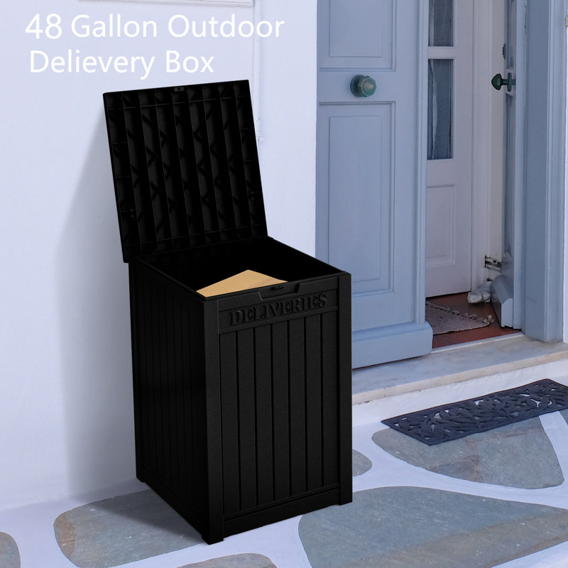 Black 48 Gallon Lockable Resin Deck Box