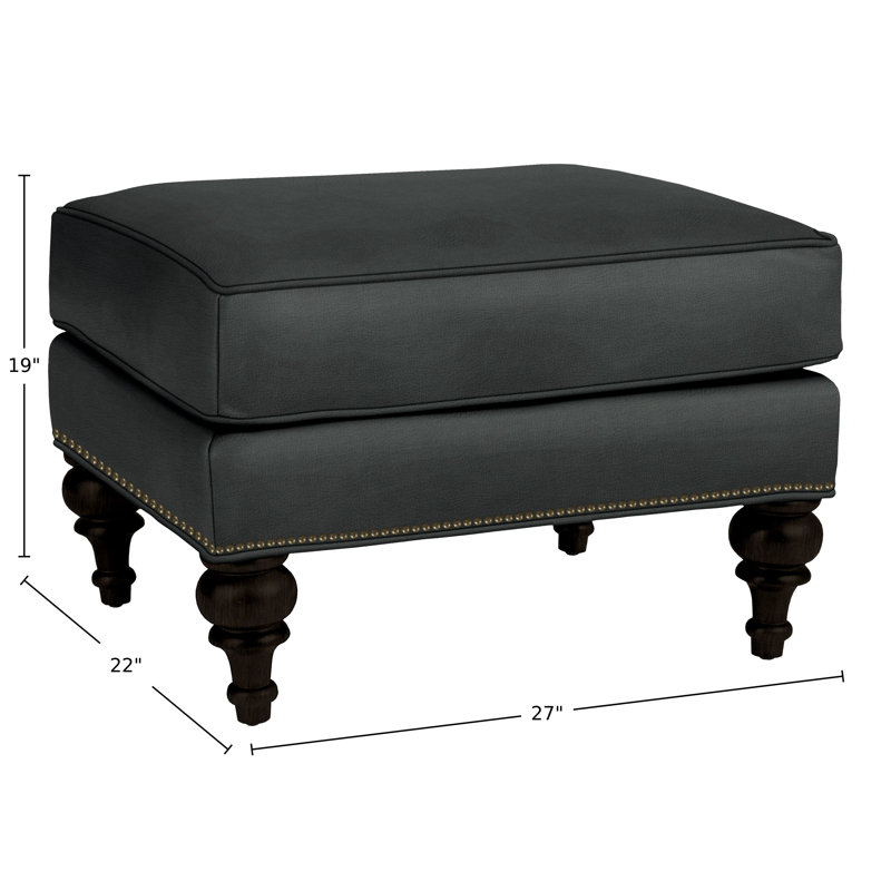 Tandre Upholstered Ottoman, Grey Genuine Leather