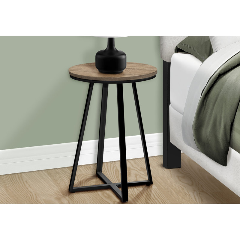 Table ronde élégante pour chambre à coucher - Style taupe et métal