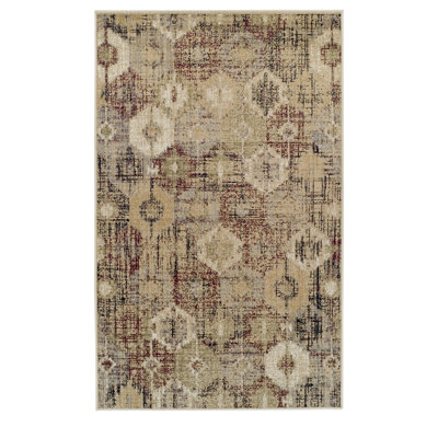 Tapis d'intérieur géométrique rétro lourdement patiné