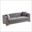Canapé Chesterfield classique 84 po en velours 3 places avec têtes de clous dorées-132516595