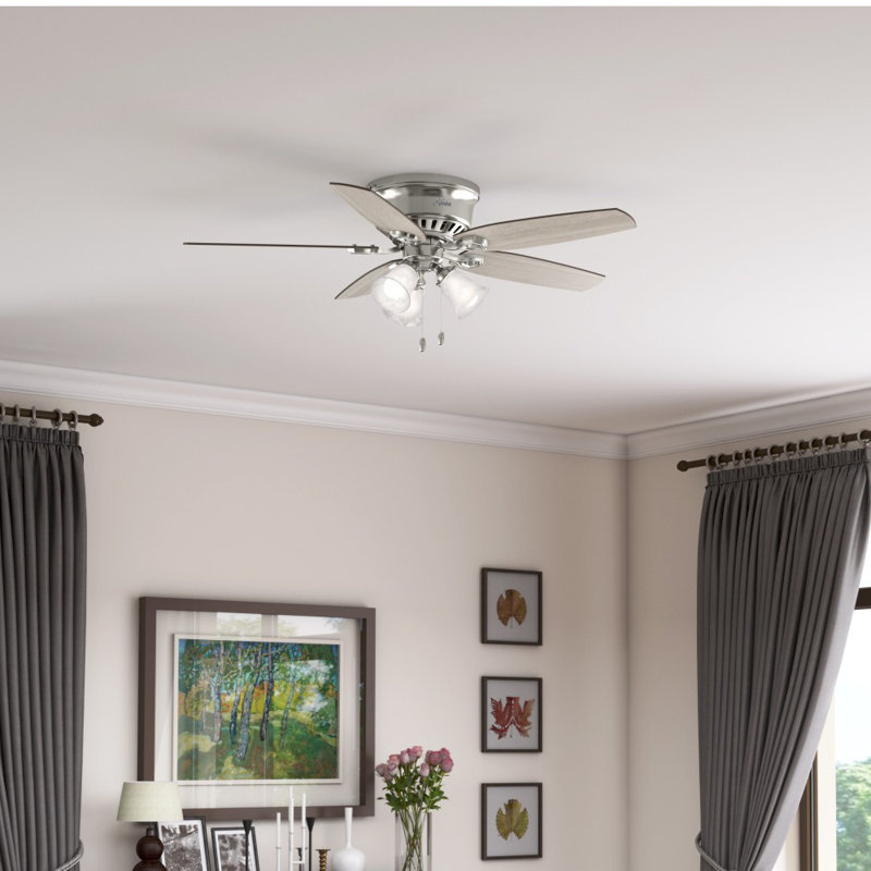 Ventilateur de plafond encastré à 5 pales 52 po Builder, Nickel brossé