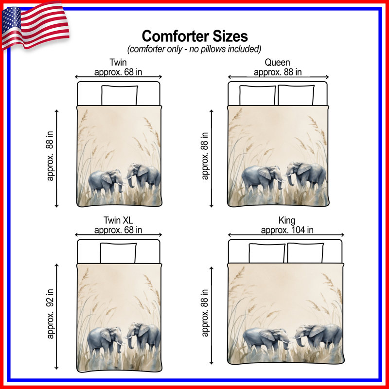 Elephants In Tall Grass Comforter, Twin Extra Long