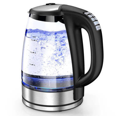 MegaChef 1.8L Glass Stainless Steel Electric Tea Kettle