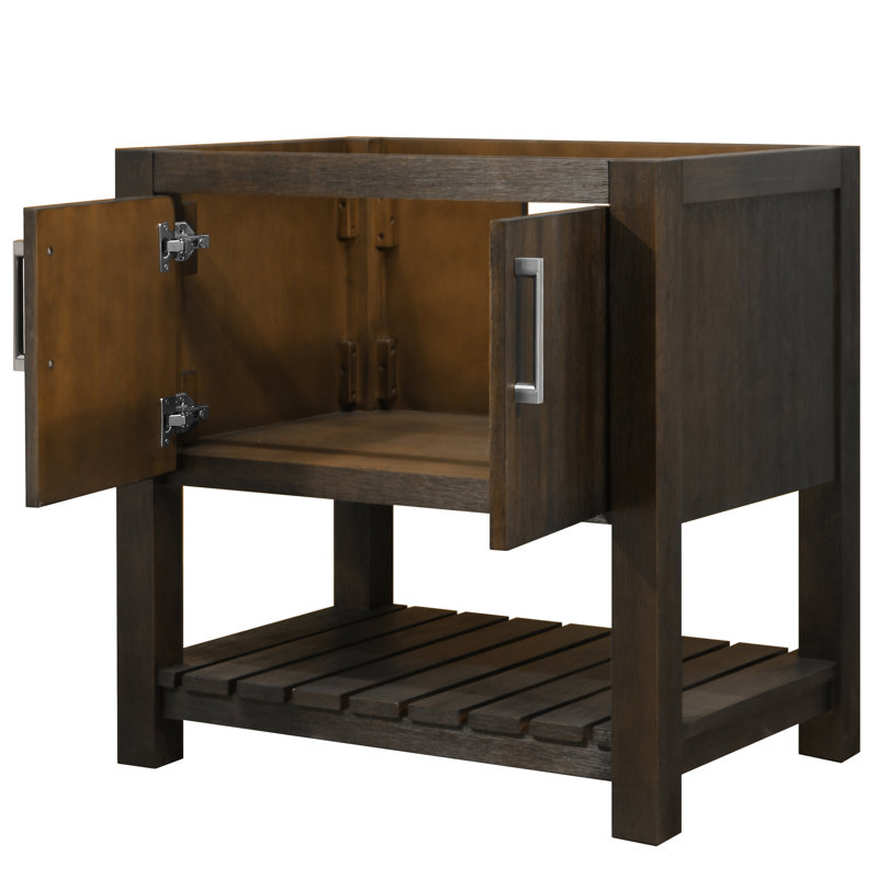 Meuble-lavabo simple de 30 po avec comptoir en quartz café et quincaillerie, Nickel brossé