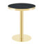 Table d'appoint ronde moderne 23,6 po, plateau en panneau de fibres à densité moyenne avec bordure en acier inoxydable doré et base piédestal