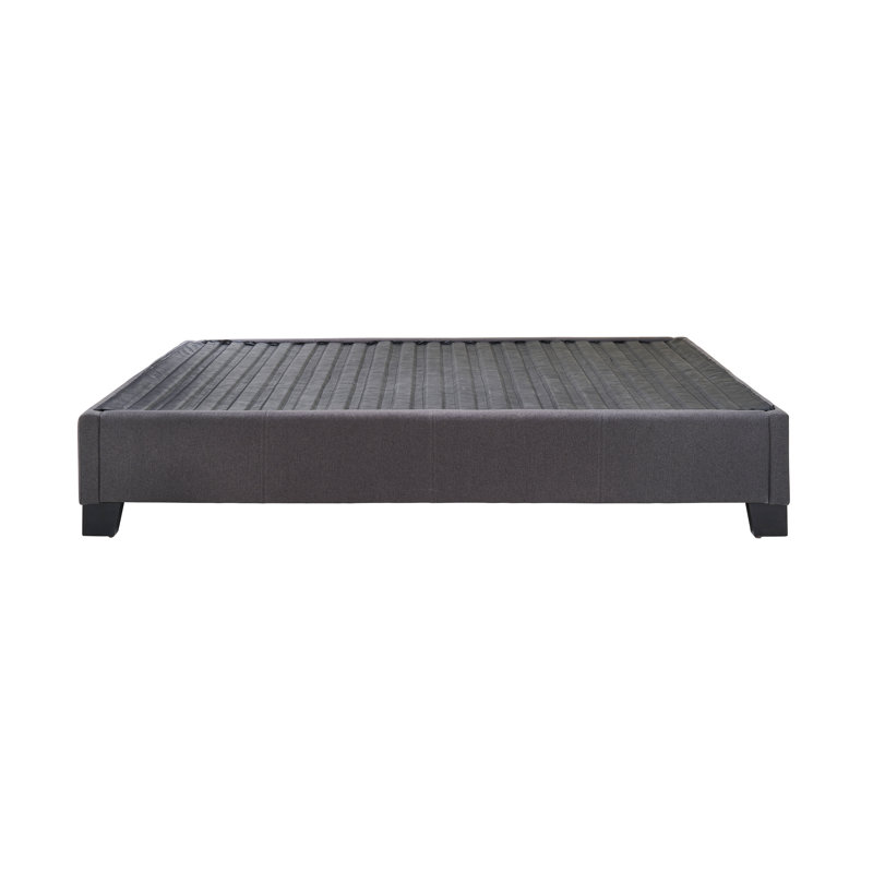 Modern Contempo Queen Upholstered Bed Platform Base, Charcoal Grey, Gray, Queen