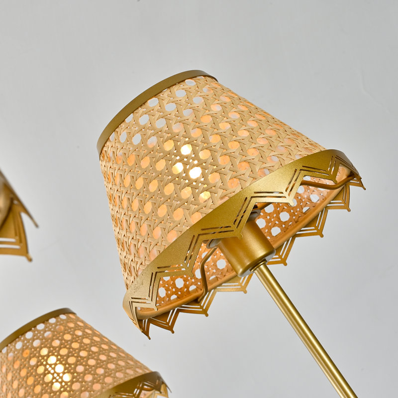Ventilateur de plafond 37,4 "Boho Rattan Farmhouse avec ensemble d'éclairage et télécommande
