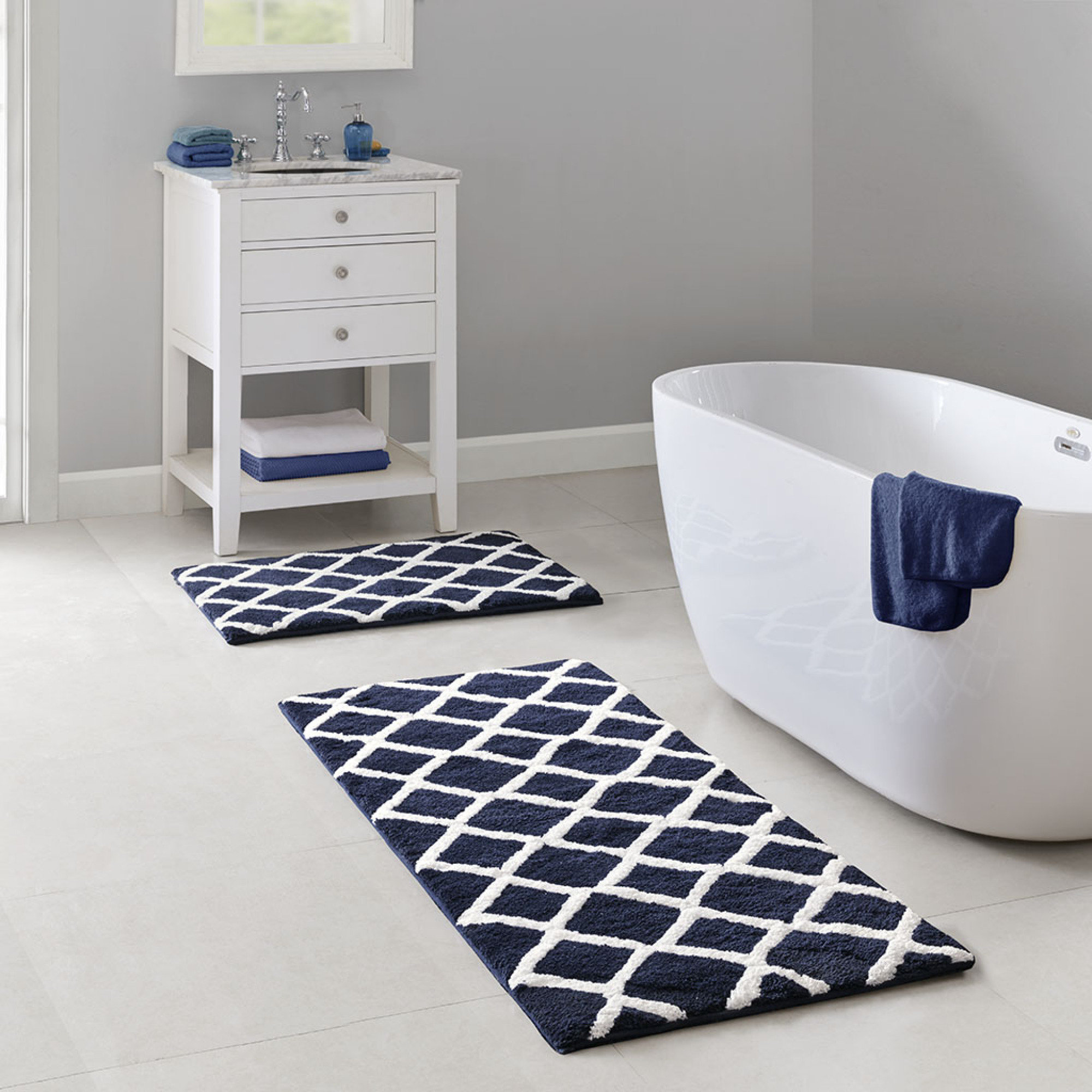 Latitude Run® Reversible Comfort Microfiber Modern Bath Rug | Wayfair