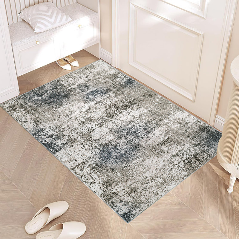Sarah Machine Washable  Abstract  Area Rug With Non-Slip Backing, Rectangle 2' x 3'