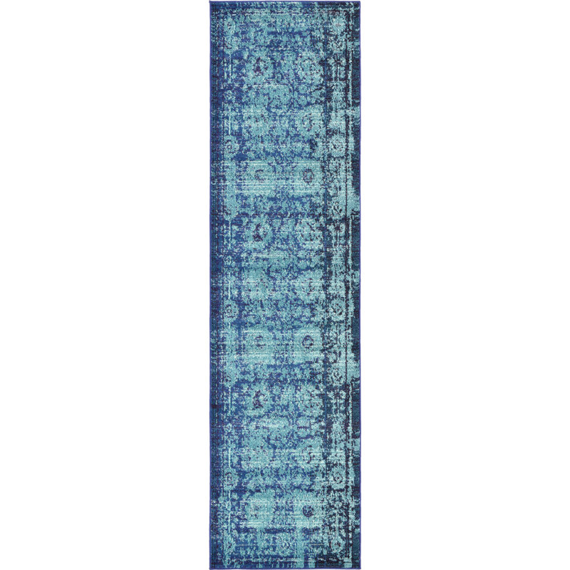 Tapis bleu ciel Colfin, Tapis de couloir 2 pi 7 po x 10 pi