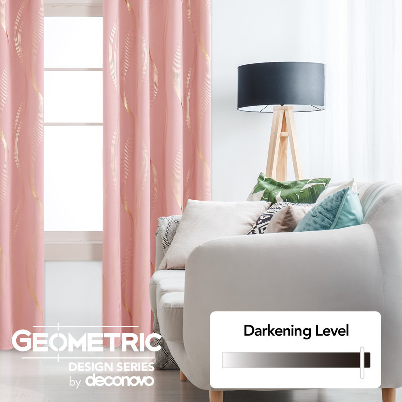 Geometric Blackout Thermal Curtain Pair, 52" W x 72" L, True Red
