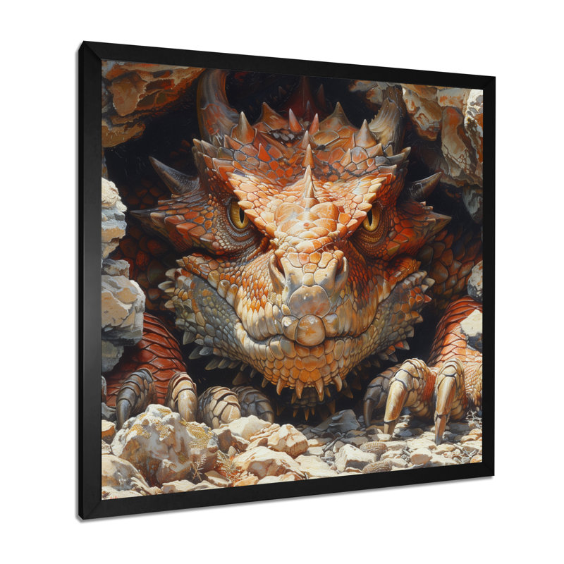 Orange orange, dragon jaune, créature mythique - créatures mythiques, salon, H 16 po x l 16 po x P 1 po, Cadre simple noir