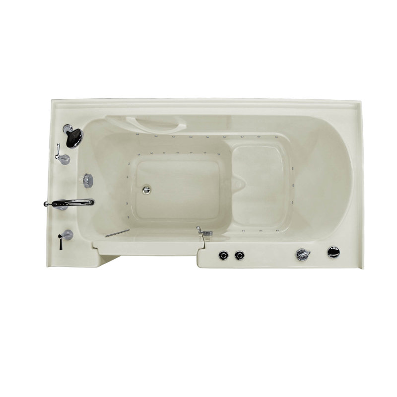 Aspen 60" x 32" Walk In Air Bathtub, Biscuit, Left