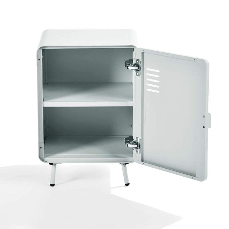 Matte White Metal Garage Storage Cabinet with Door and Adjustable Shelf, Matte White
