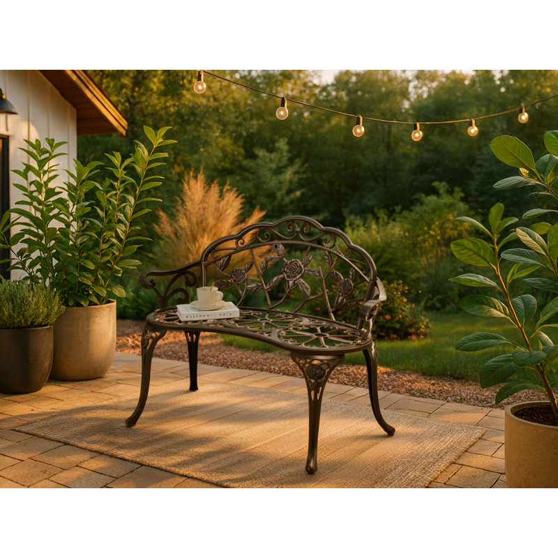 Aluminum Outdoor Bench, Brown