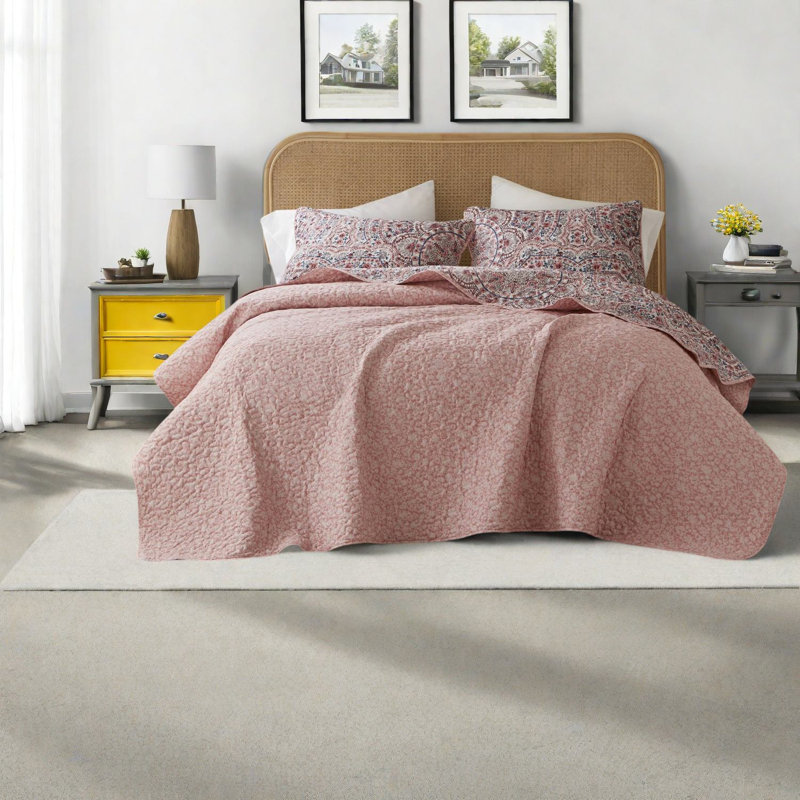 -piece Boho Floral Reversible Bedding Sets, Queen/full, Lightweight Polyester