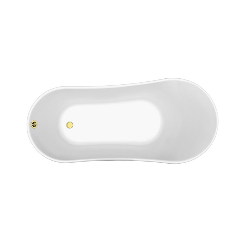 59" Streamline Clawfoot Soaking Acrylic Bathtub, Polished Gold, Polished Gold