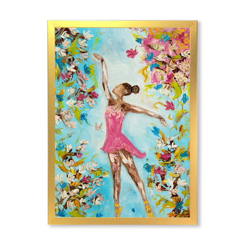 Illustration de danseuse de ballet - Décoration murale sur toile glam, Impression dorée sur toile encadrée