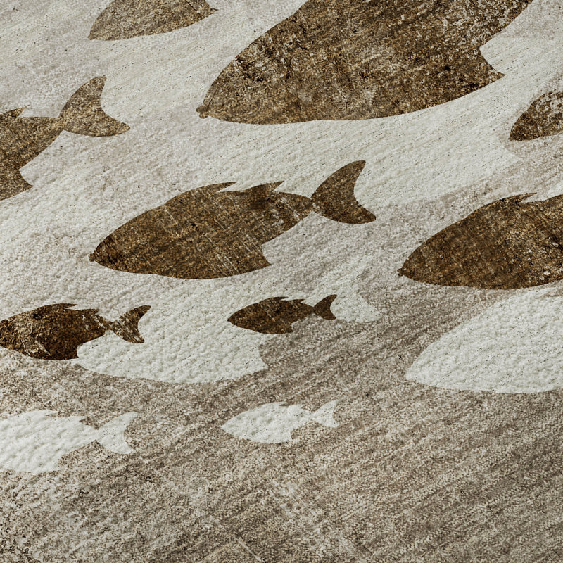 Tapis taupe Cerrito lavable à la machine de qualité supérieure, Rectangulaire 8 pi x 10 pi