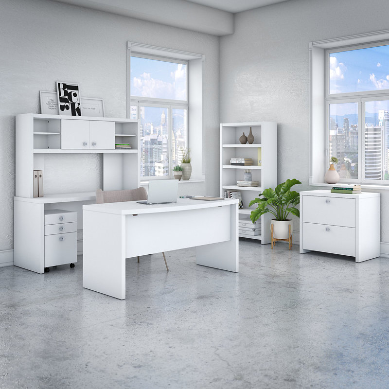 Echo Bow Front Desk, Pure White