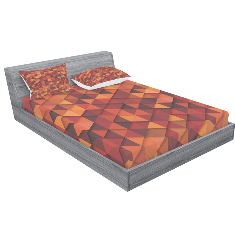 Microfiber Geometric Sheet Set, Queen Sheet Set with Fitted Sheet