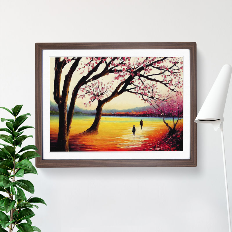 Cherry Blossom Tree Park Vol.5 - Framed Print, 46cm H x 64cm W x 2cm D, Walnut