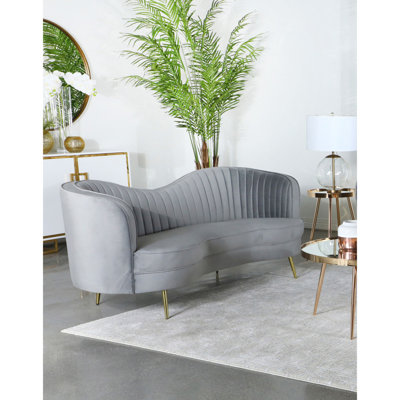 Reigha Grey And Gold Upholstered Sofa