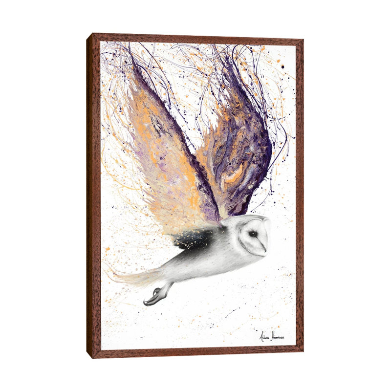 Opal Winged Owl by Ashvin Harrison - Print on Canvas, Classic Brown Wood Framed, 66.04 cm H x 45.72 cm W