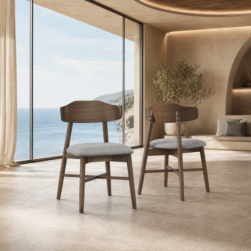 Chaises d'appoint rembourrées H 31,4 po avec structure en bois massif, Walnut