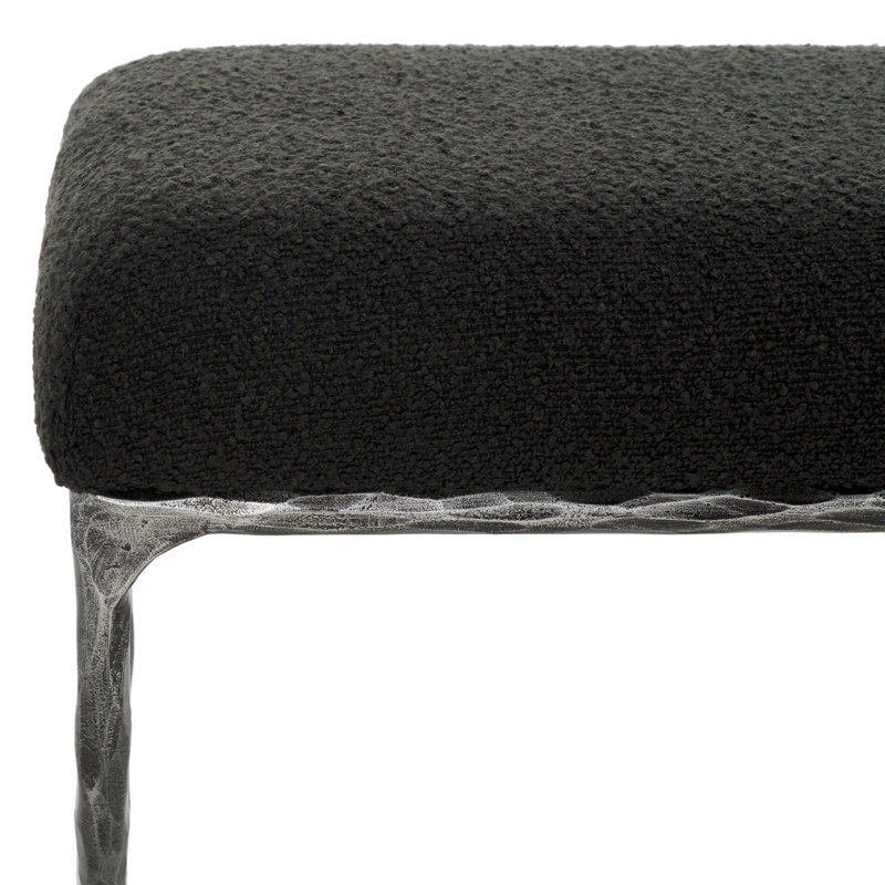 Janeen Boucle And Metal Bench, Black, Black 