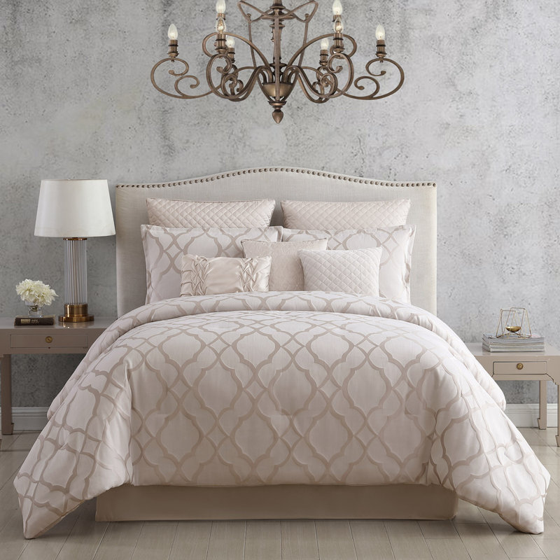 Tinley White, Queen Comforter + 8 Additional Pieces