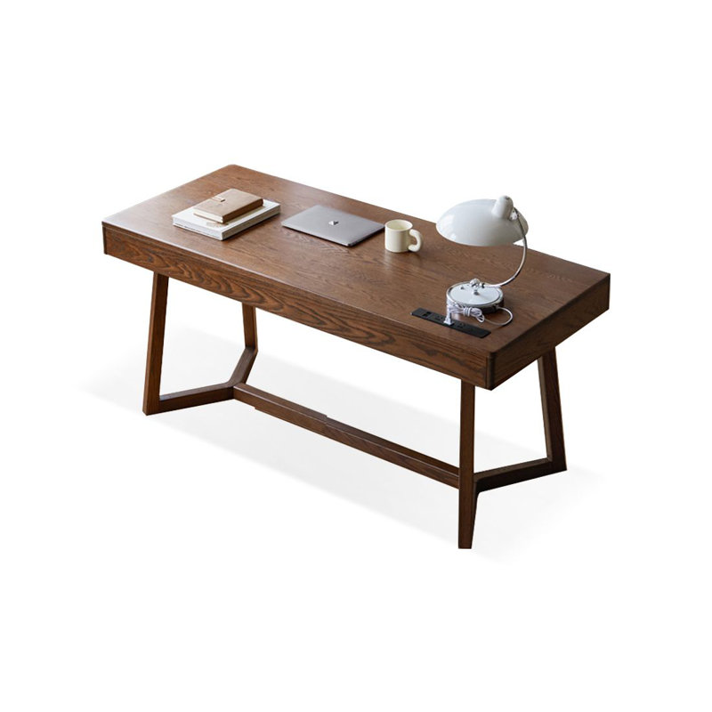 Bureau rectangulaire en bois massif avec tiroirs Walnut, H 29,45 po x l 62,99 po x P 25,59 po