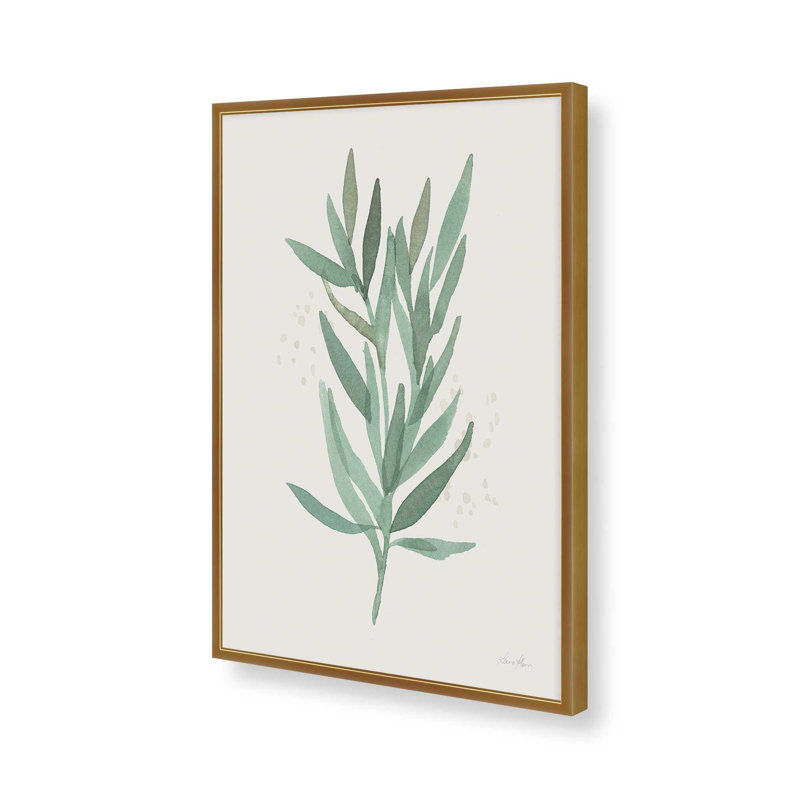 Imprimé «Green Leaf Impressions II», Cadre d'angle ouvert en or poli, H 15,25 po x l 12,25 po