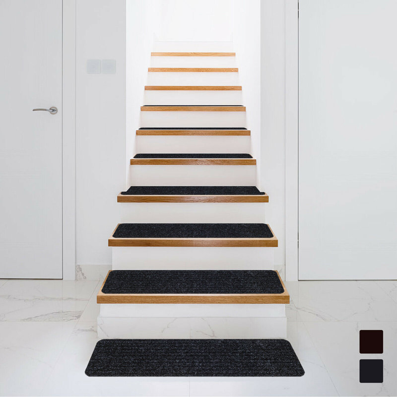 Tapis d'escalier antidérapant Aaqil, Noir