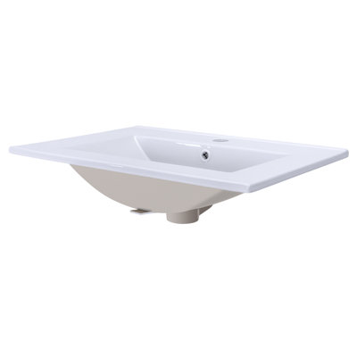 Lavabo de salle de bain rectangulaire en céramique blanche fait à la main