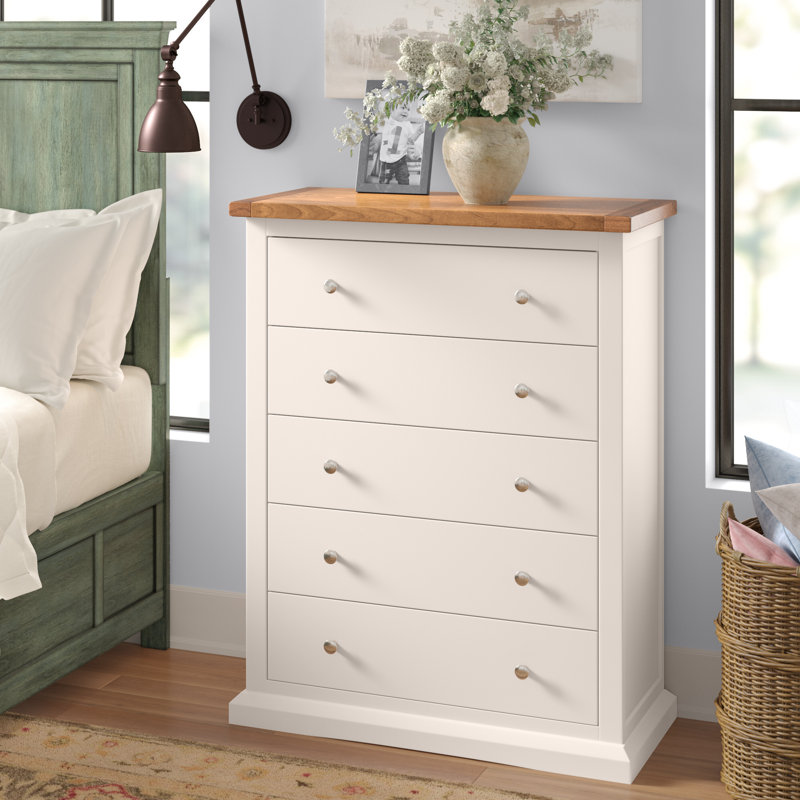 Galen 90cm W 5 - Drawer Chest of Drawers, Off White