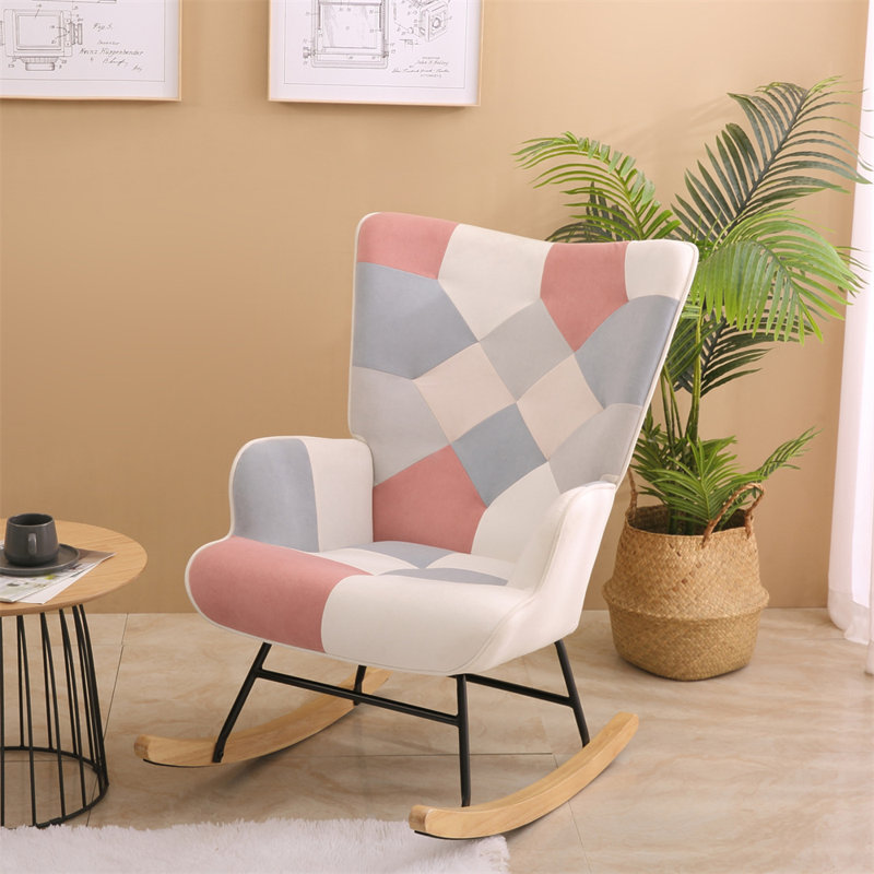 Chaise berçante Gerbrig, Rose / Beige / Bleu