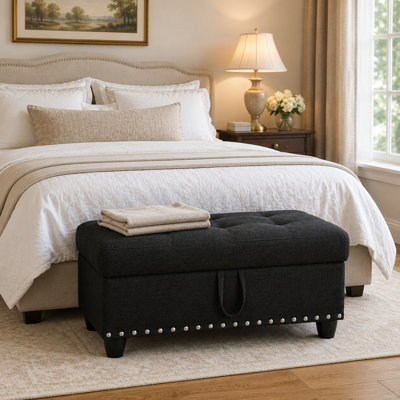 Upholstered Linen Storage Footstool