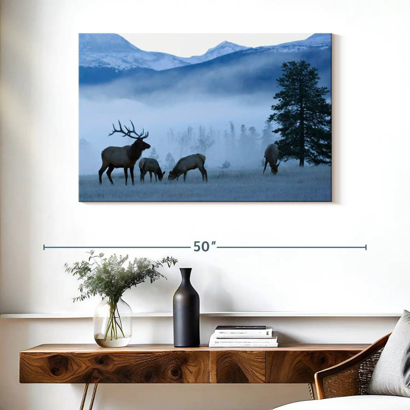 Brampt Misty Morning Elks, 26" H x 39" W