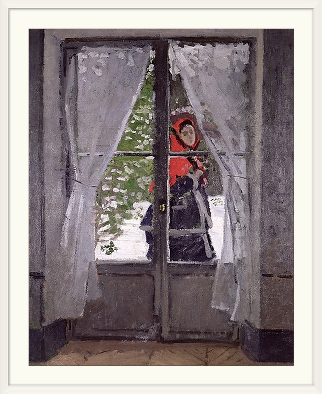 Le mouchoir rouge, Portrait de madame Monet, 1873 'par Claude Monet, reproduction d'art, H 23 po x l 20 po x P 1 po