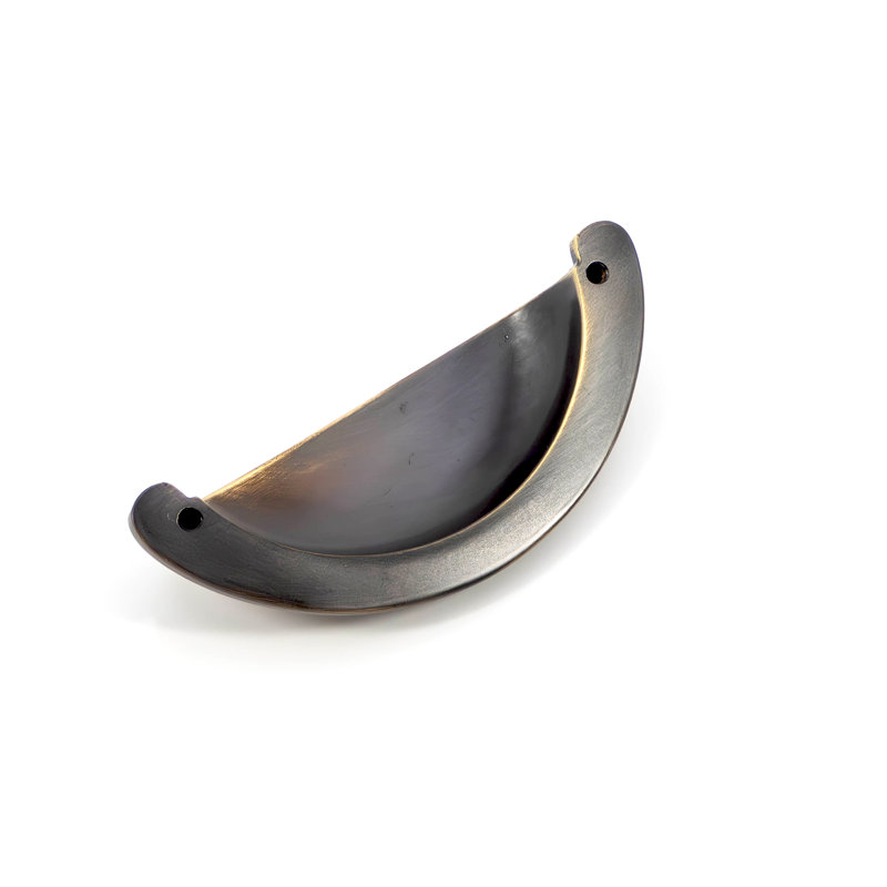 Rounded Half Moon Cabinet Cup Pull, Brushed Bronze