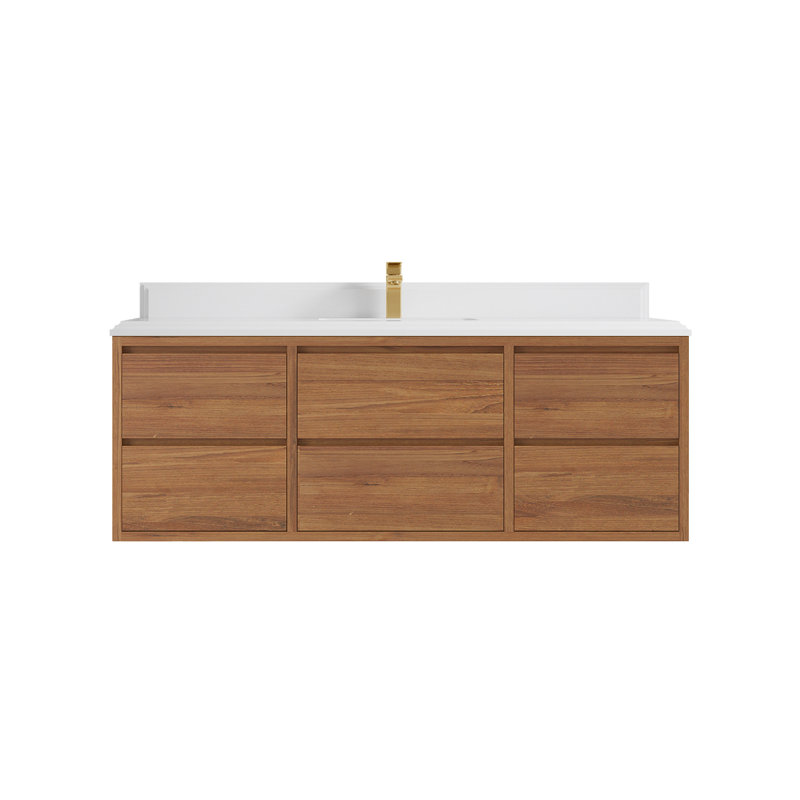 60'' Single Bathroom Vanity with Quartz Top, White